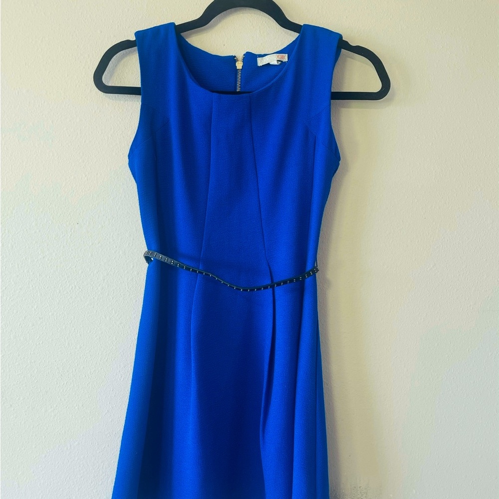 Gianni Bini Blue A-Line Mini Dress Scoop Neck Sleeveless